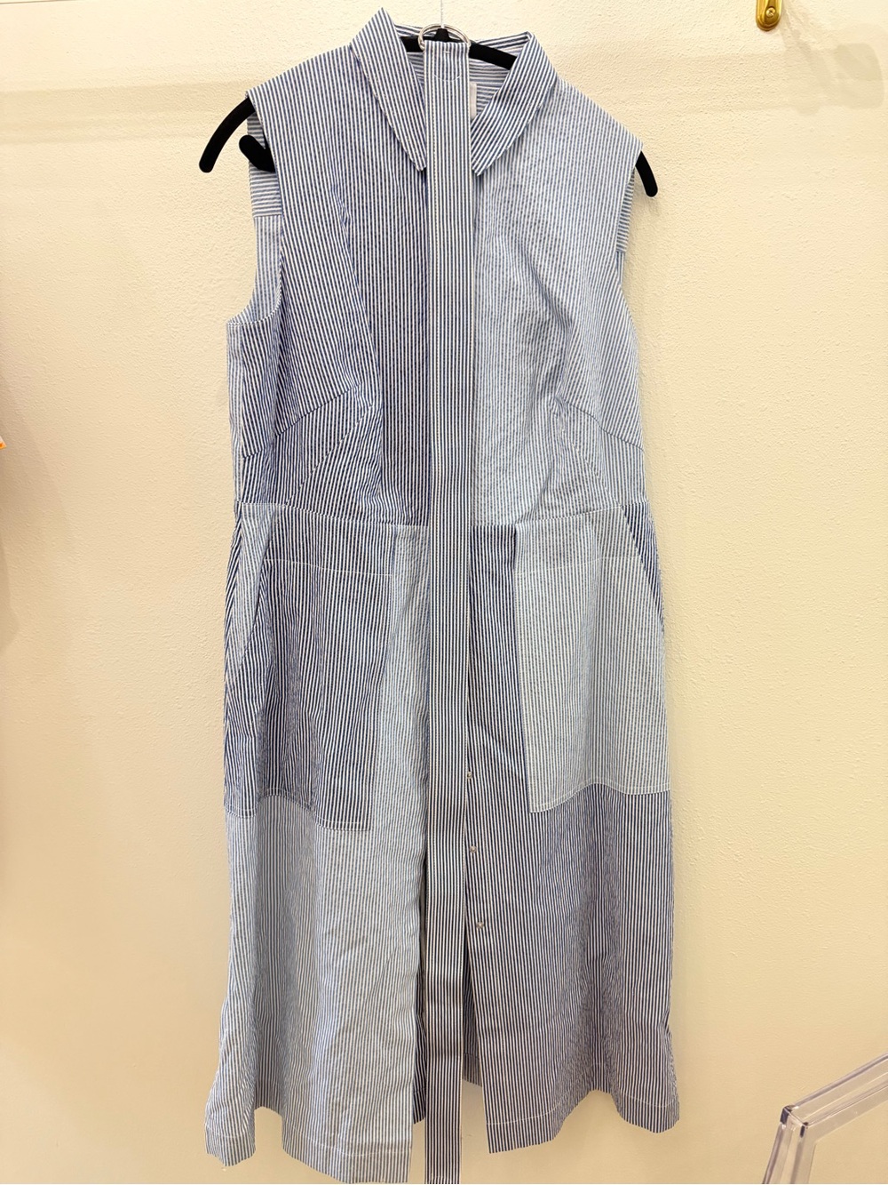 Akris Punto Cotton Seersucker Colorblock MIDI Dress - Picture 5 of 6